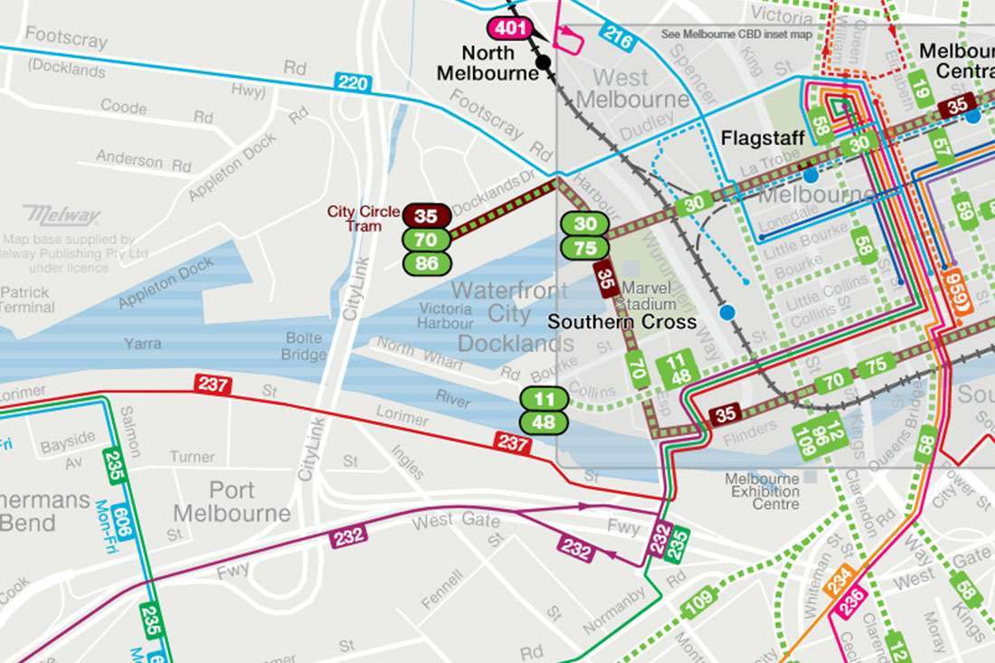 Docklands public transport map