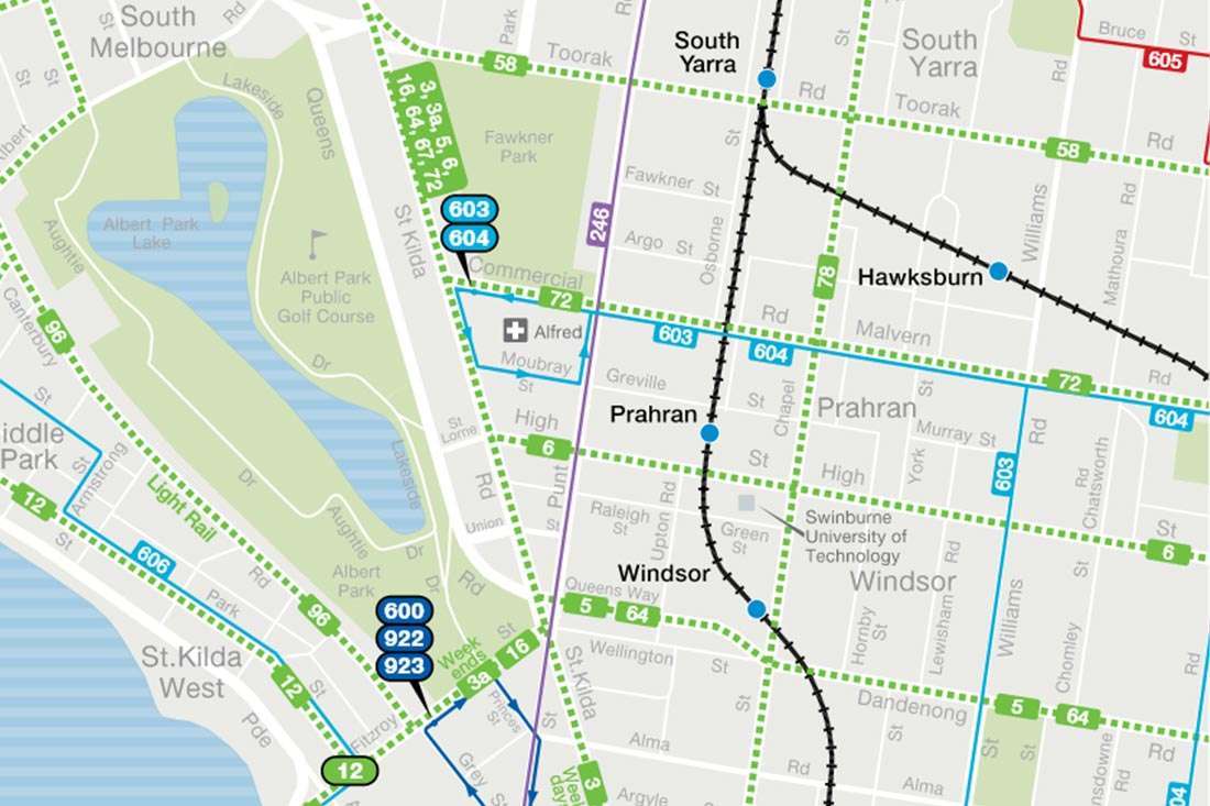 Prahran public transport map