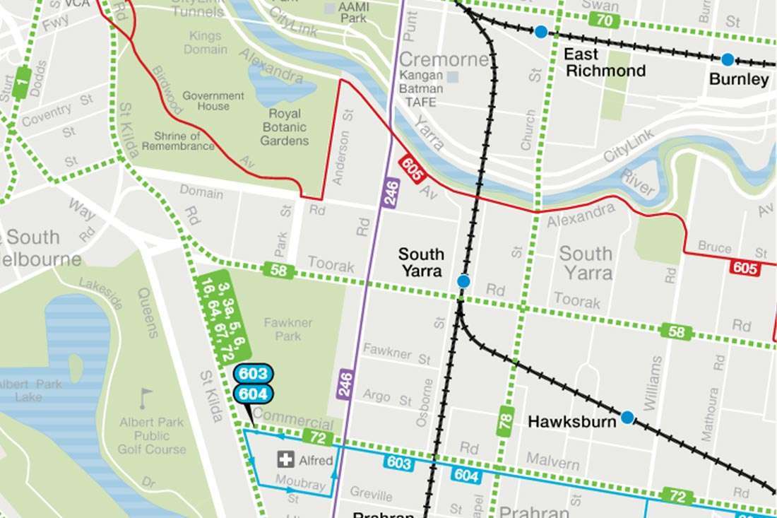 South Yarra public transport map