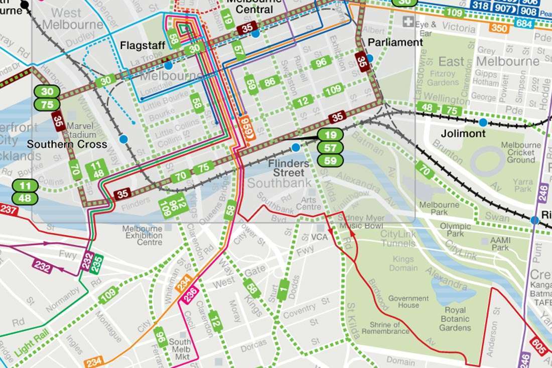 Southbank public transport map