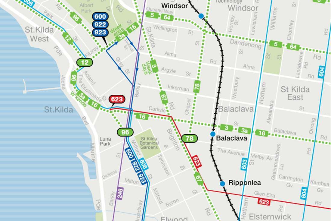 St Kilda public transport map